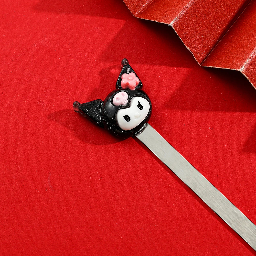 Sanrio Series Kuromi Bookmarks Cute Anime Metal Bookmarks Fans Collection Gift for Book Lovers Reading Marker Stationery