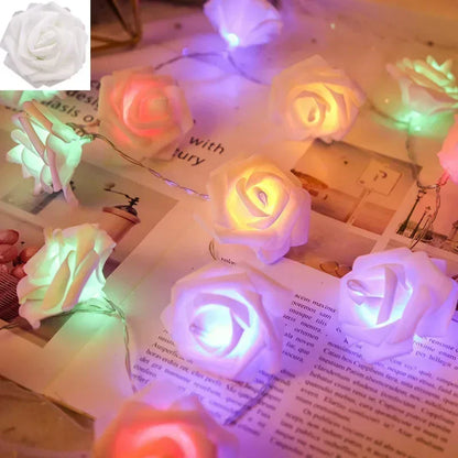 Rose LED Flower String Lights Garland Fairy Lights Romantic Lamp 3M 20LEDs For Wedding Valentines Day Christmas Party Decoration