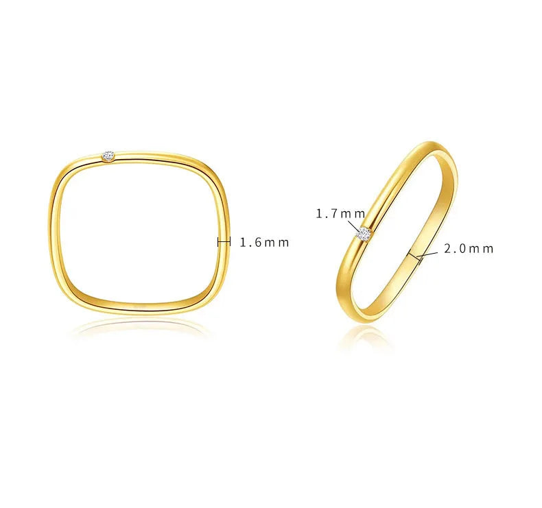 Hot Selling Fashion Stainless Steel Lovers Rings Square Shape Crystal CZ Finger Ring For Womang Girl Wedding  Party Jewelry Gift