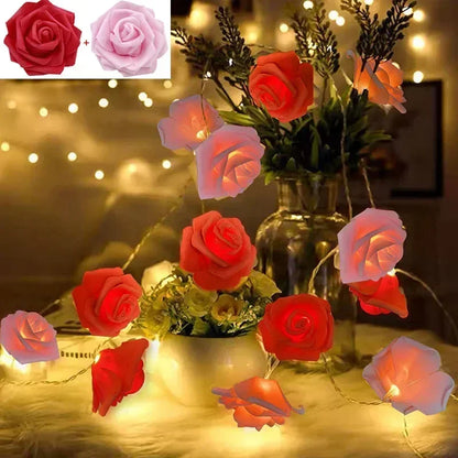 Rose LED Flower String Lights Garland Fairy Lights Romantic Lamp 3M 20LEDs For Wedding Valentines Day Christmas Party Decoration