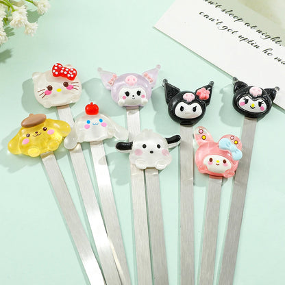 Sanrio Series Kuromi Bookmarks Cute Anime Metal Bookmarks Fans Collection Gift for Book Lovers Reading Marker Stationery